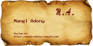 Mangl Adony névjegykártya